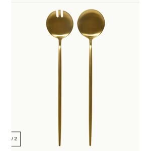Gold toned steel Salad Servers Set by Taja NIB